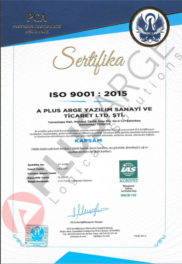 ISO 9001:2015 Kalite Yönetim Sistemi Belgesi